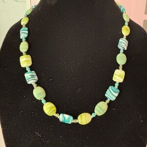 Chic Turquoise and Lime Necklace 21-26”